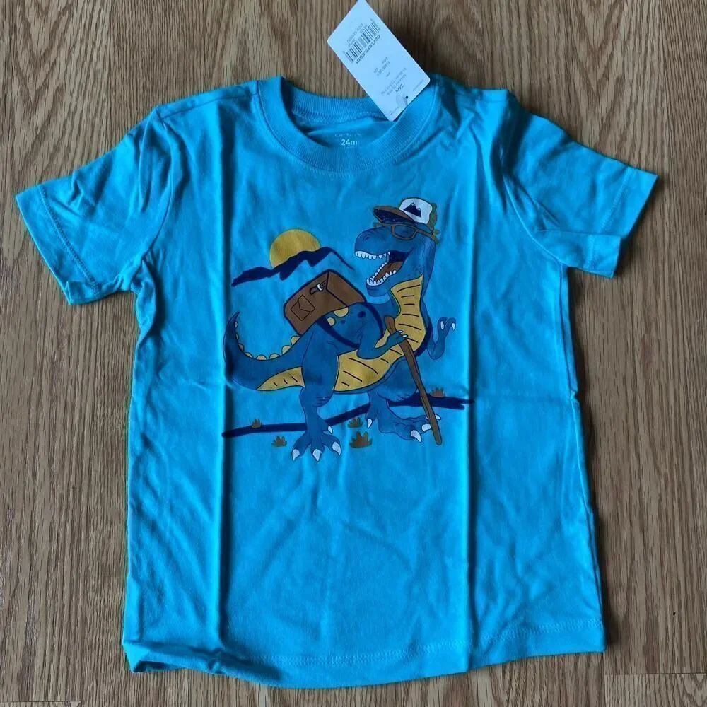 Carters Hiking Dinosaur Tee Teal 24 Months